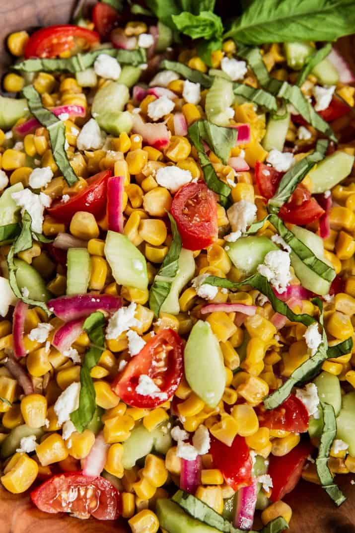 corn salad close up