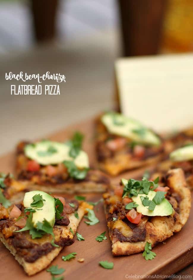 This black bean chorizo flatbread pizza is terrific for an appetizer or meal. Get the recipe here.