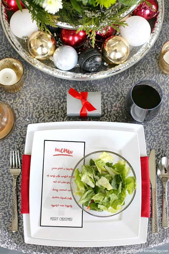 Get Christmas dinner entertaining tips from party stylist Chris Nease, to help you set a chic table for all those extra guests. Holiday entertaining; Christmas tablescape; Christmas bar cart ideas.