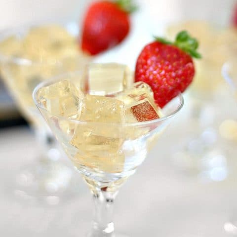 Champagne jello squares; party food; Toast your celebration with sparkling wine jello squares for a fun twist at the party; New Years Eve party food