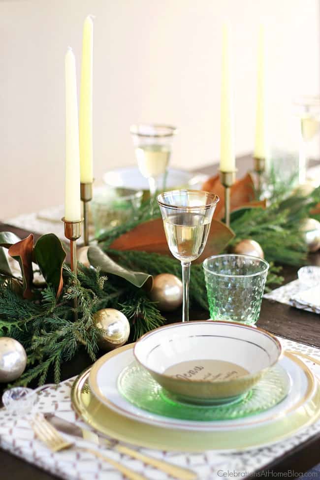 Christmas tablescape with candles
