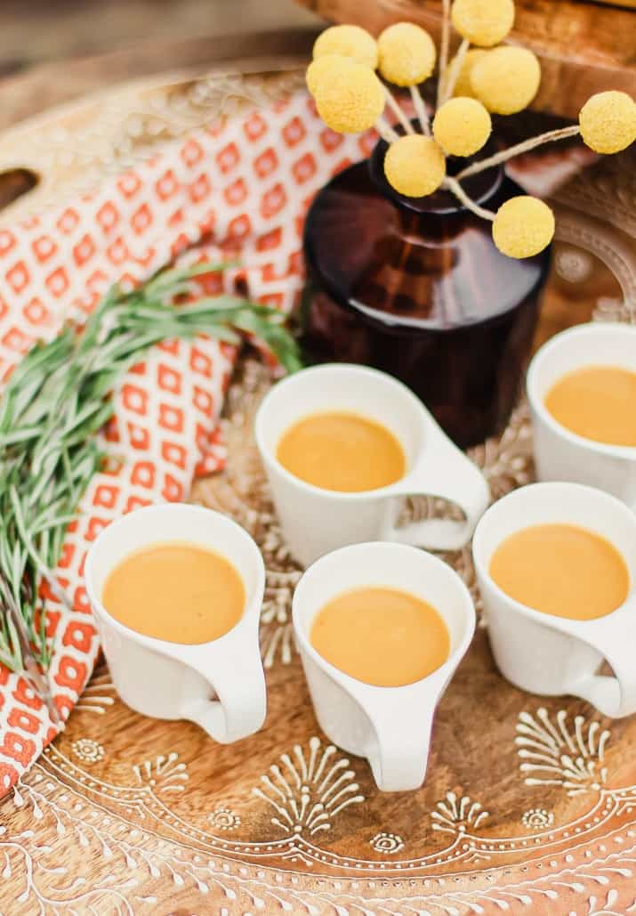 soup shots on welcome table