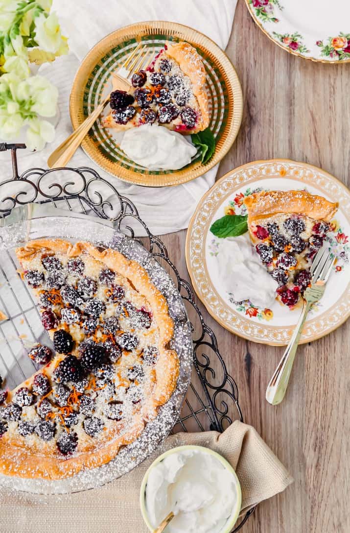 custard pie with blackberries dessert for entertaining