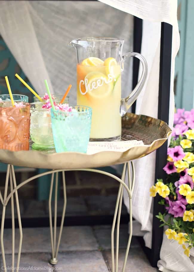 Host a Summer Cocktail Party with this ginger lemonade vodka pitcher drink.