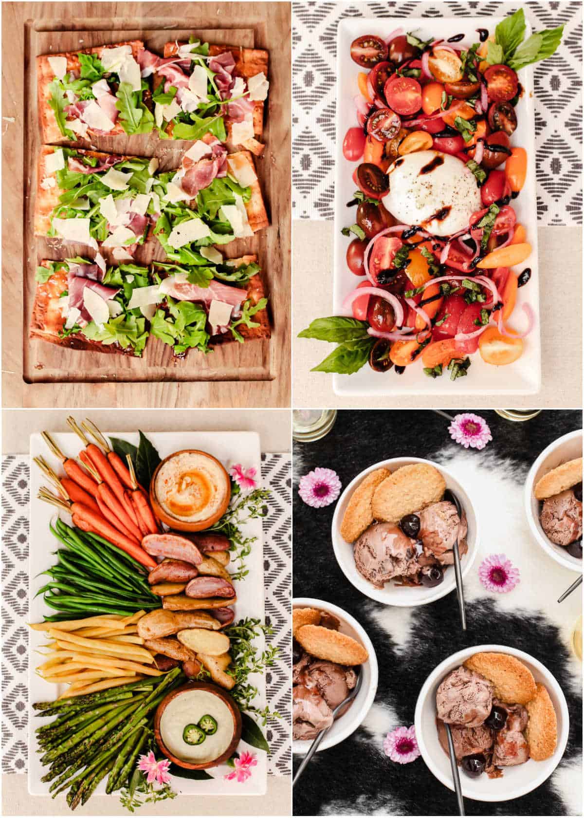 photo collage of summer recipes.