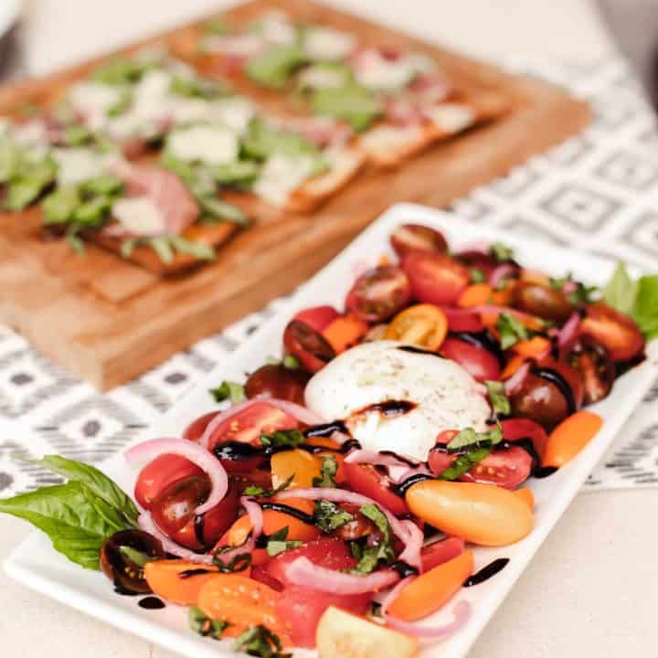 food platters on table.
