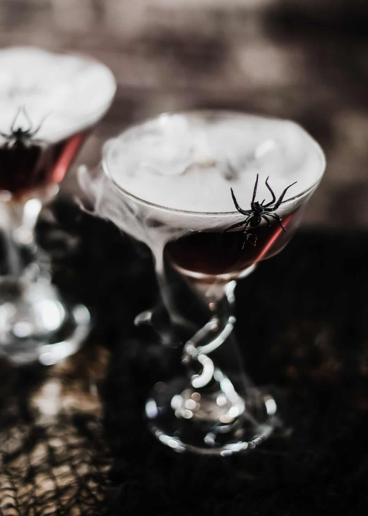 Serve this Halloween Cocktail Black Widow Martini, for your grown up party only! Sip slowly or it might sneak up and bite you!