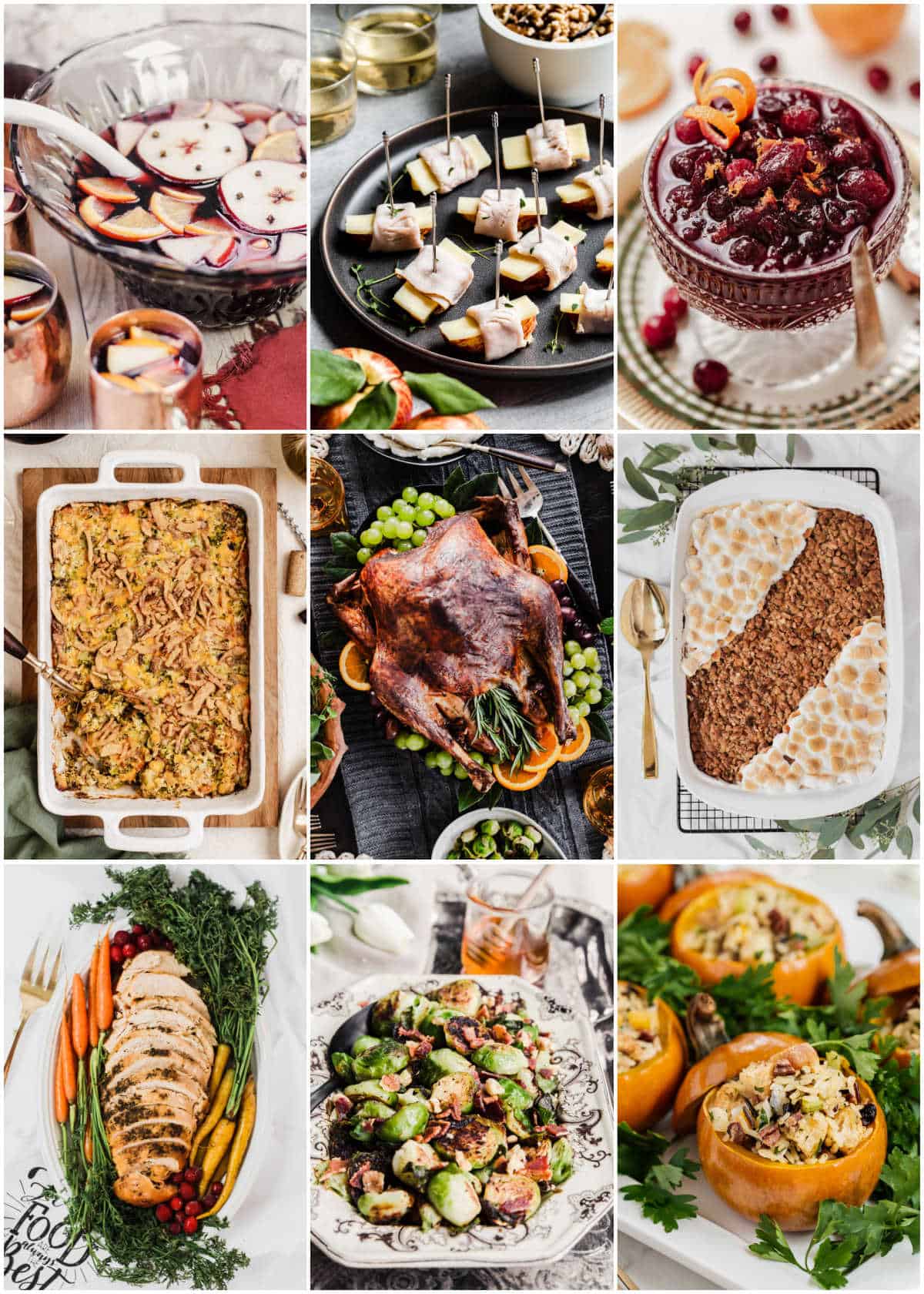 collage of traditional Thanksgiving foods.