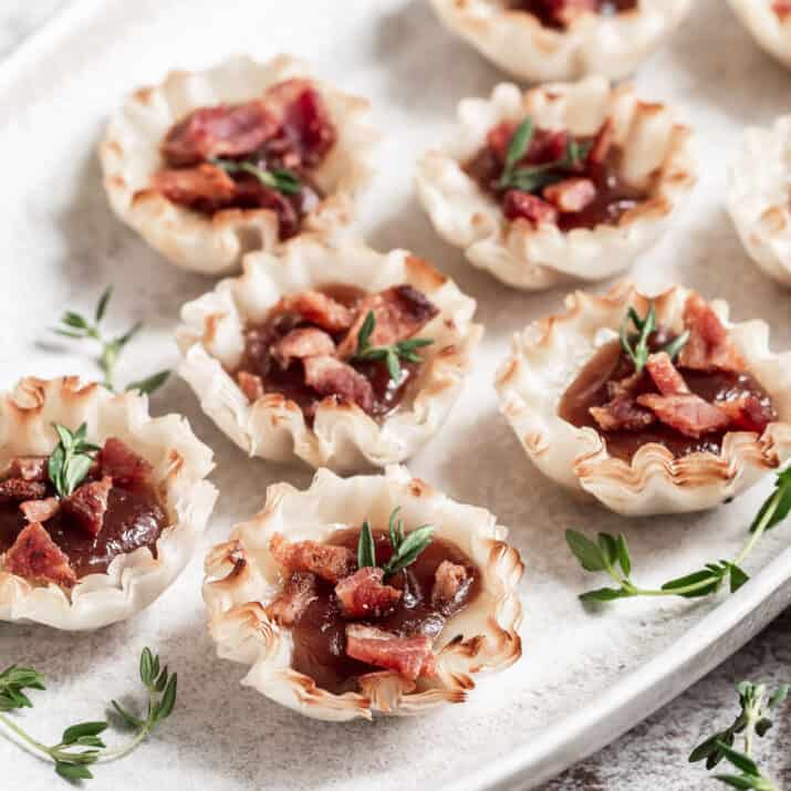 phyllo shells with brie, apple butter and bacon filling