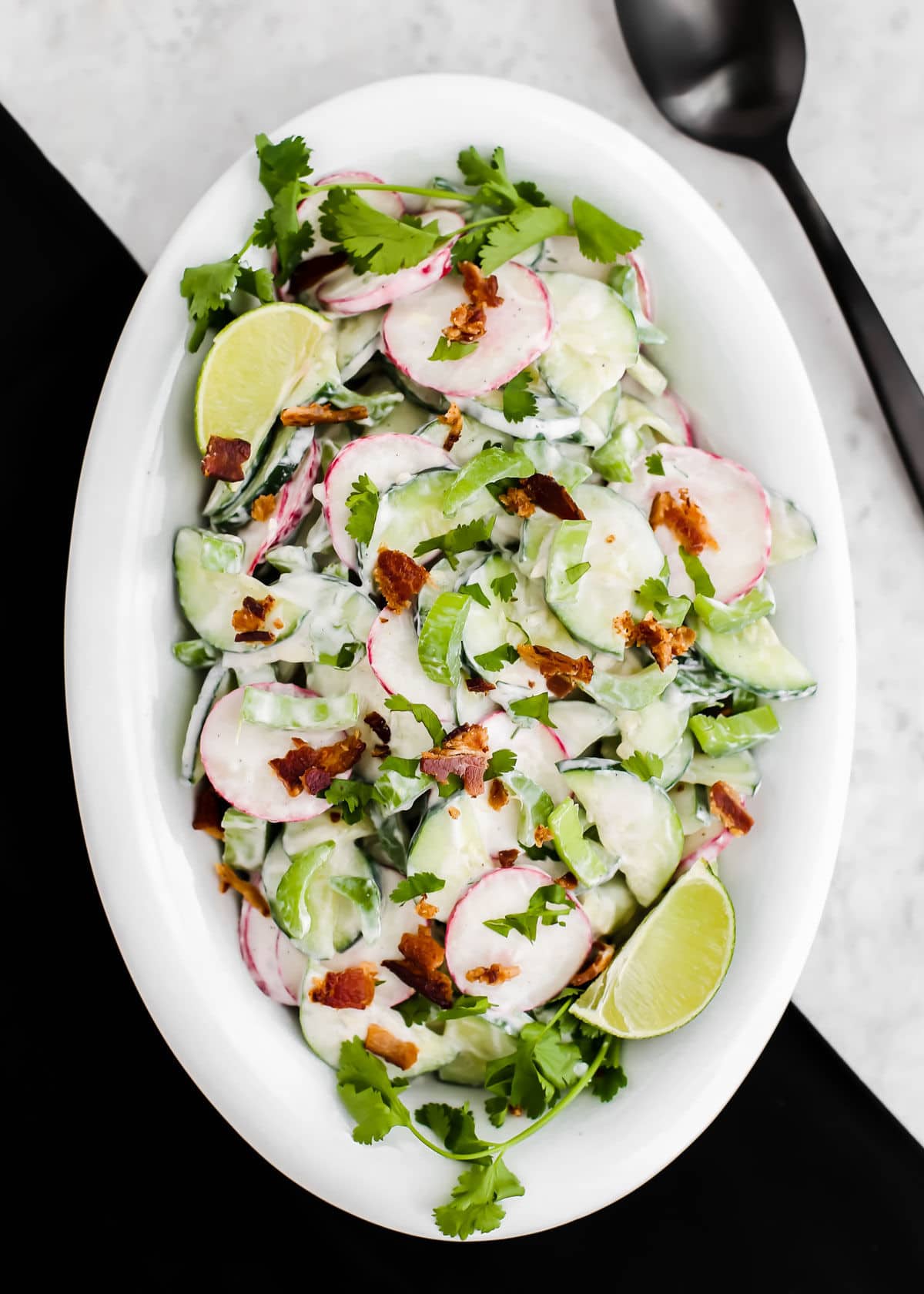 Creamy Cucumber Salad with Bacon