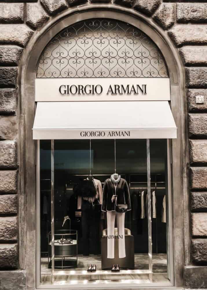 Armani store front in Florence, Italy.