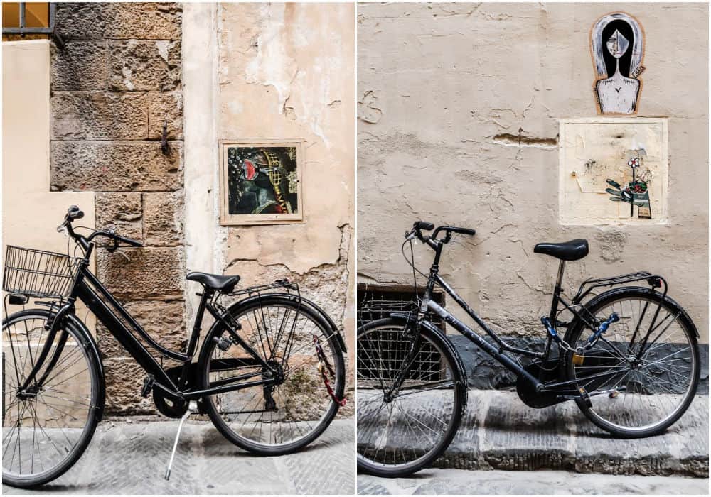 bikes and street art in Florence, Italy.