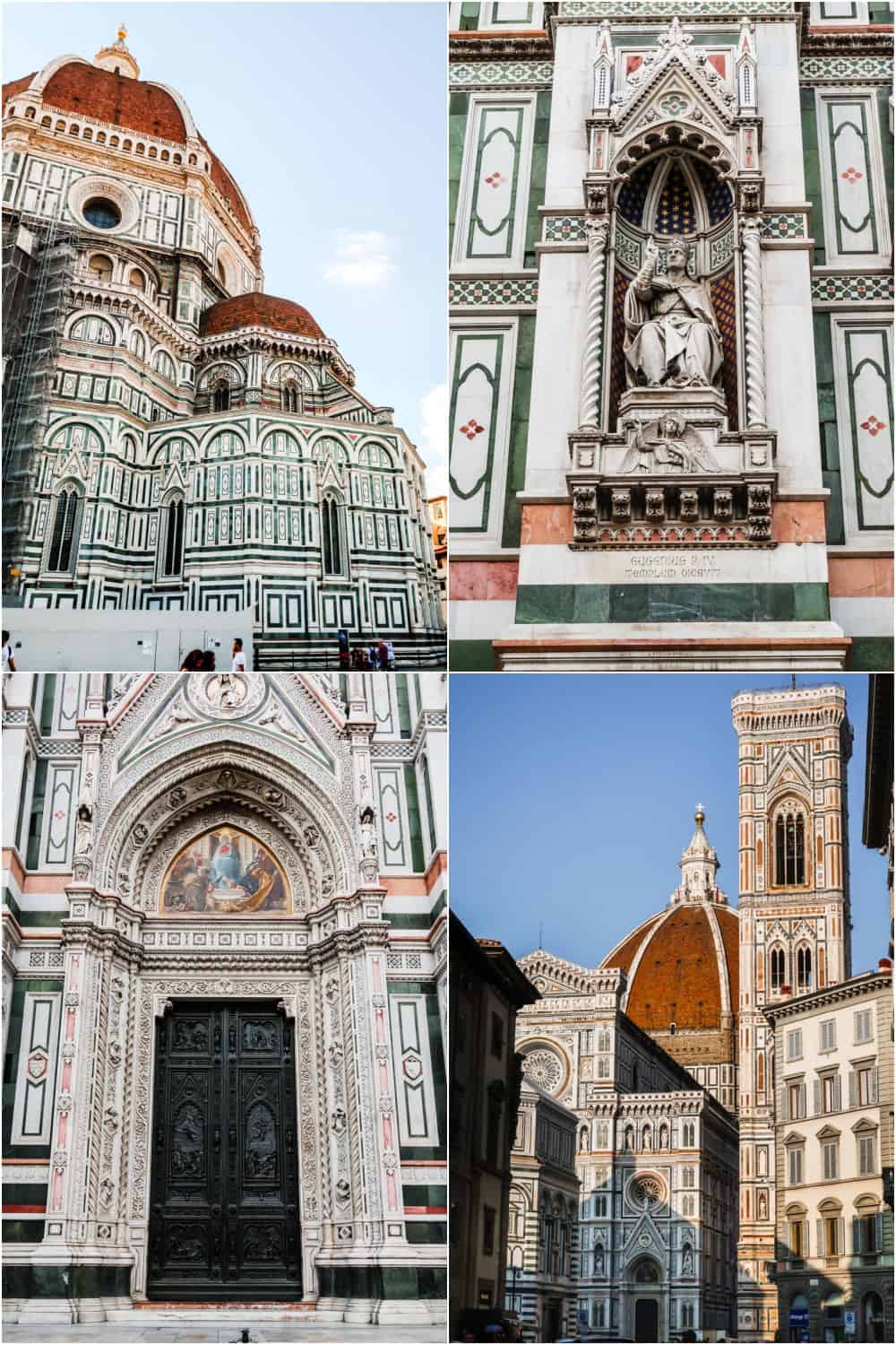four photo collage of the Duomo in Florence, Italy.