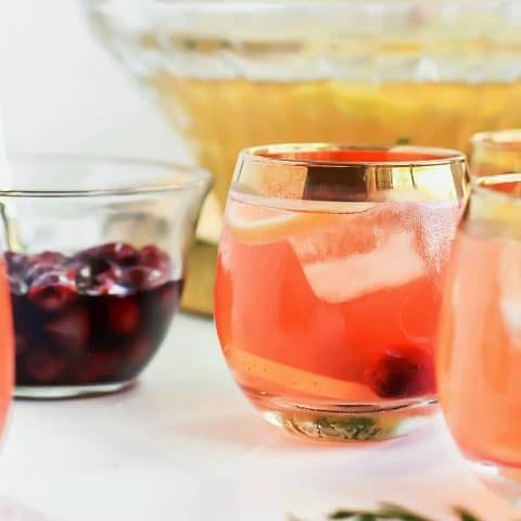Salted Honey Whiskey Sour Punch with Drunken Cherries, party recipe