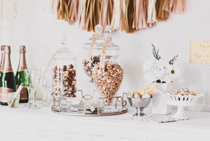 Champagne Theme Party Ideas (with Popcorn Bar)
