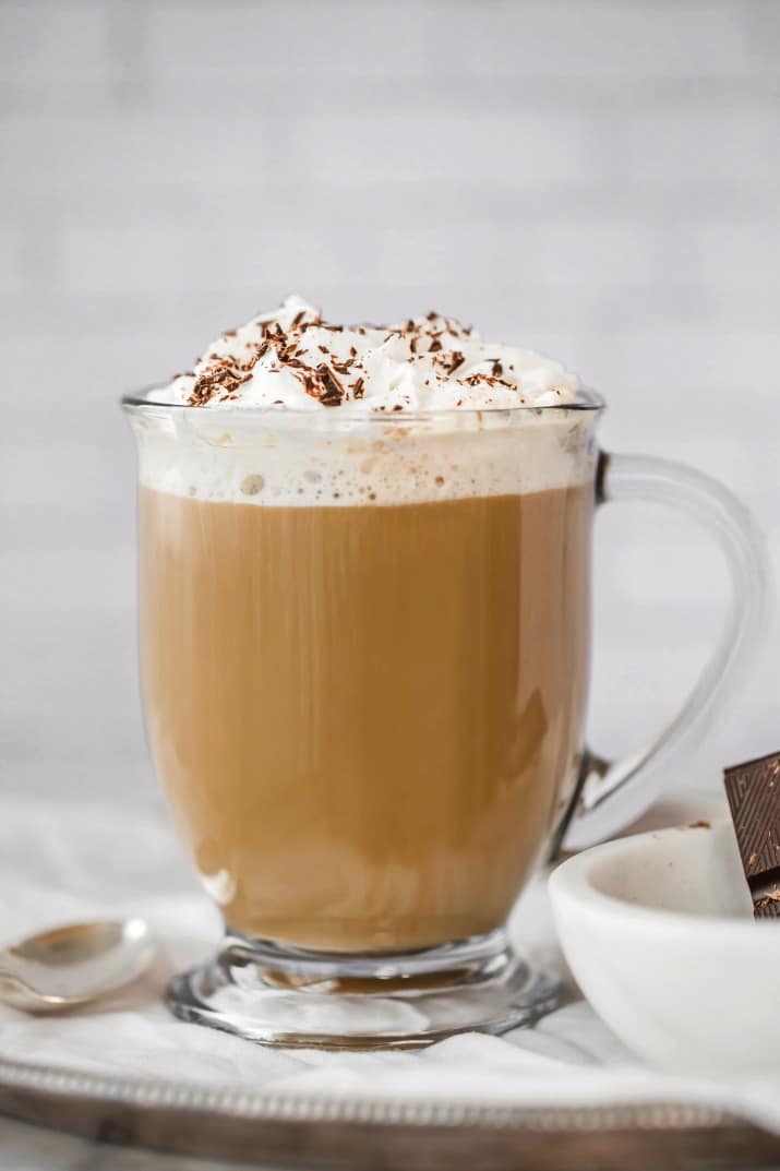 Kahlúa & Coffee Recipe with Irish Cream, single glass mug with whipped cream topping