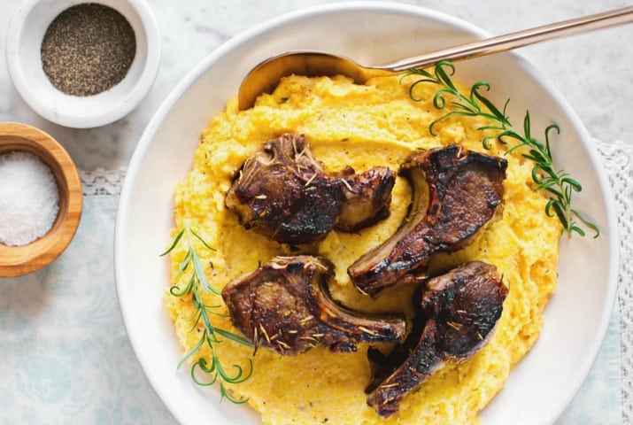 Lamb Chops with Goat Cheese Polenta