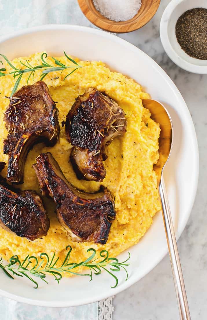 Baked Lamb Chops with Polenta