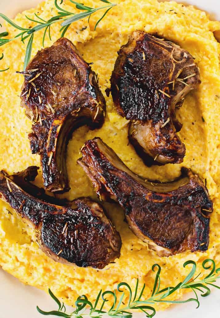 Lamb Chops with Goat Cheese Polenta recipe for entertaining 