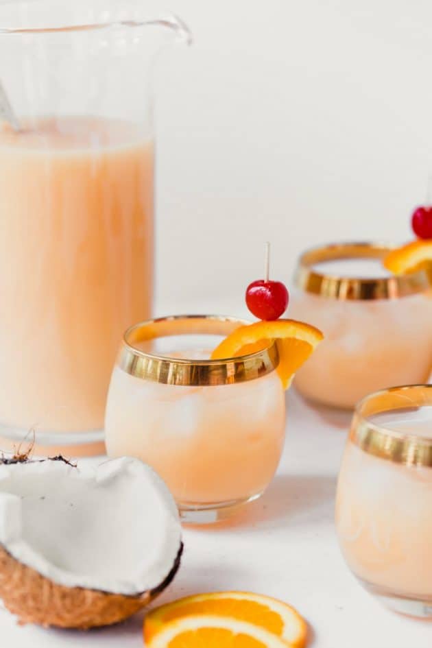 This Easy Pitcher Party Drink recipe with Rum is fruity & delicious