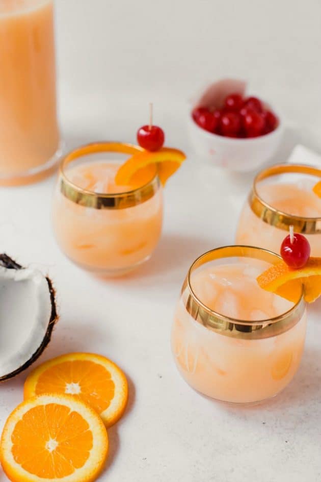 This Easy Pitcher Party Drink recipe with Rum is fruity & delicious