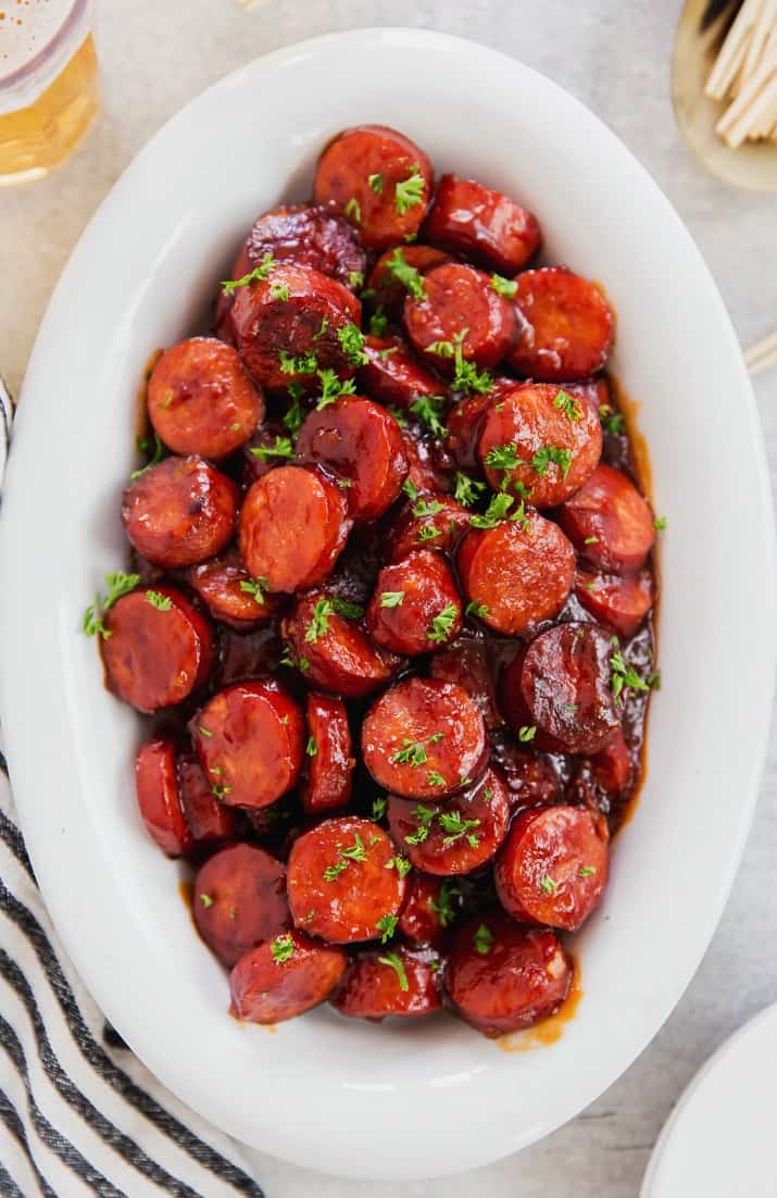 sausage bites in barbecue sauce