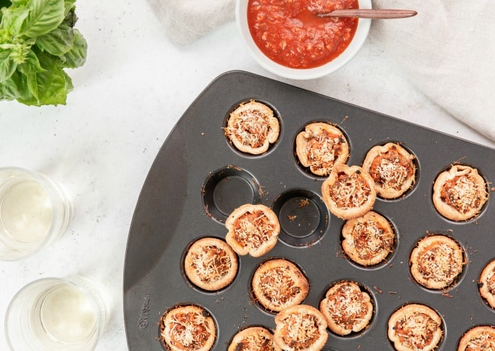 baked appetizer cups in mini muffin pan