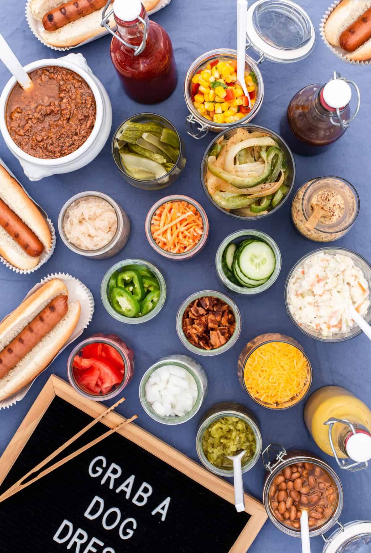 hot dog bar toppings