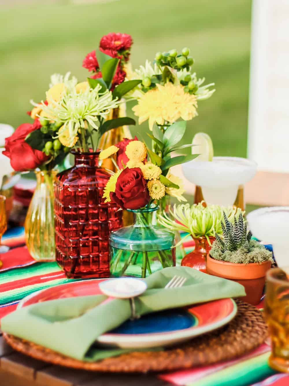 Mexican theme table setting.
