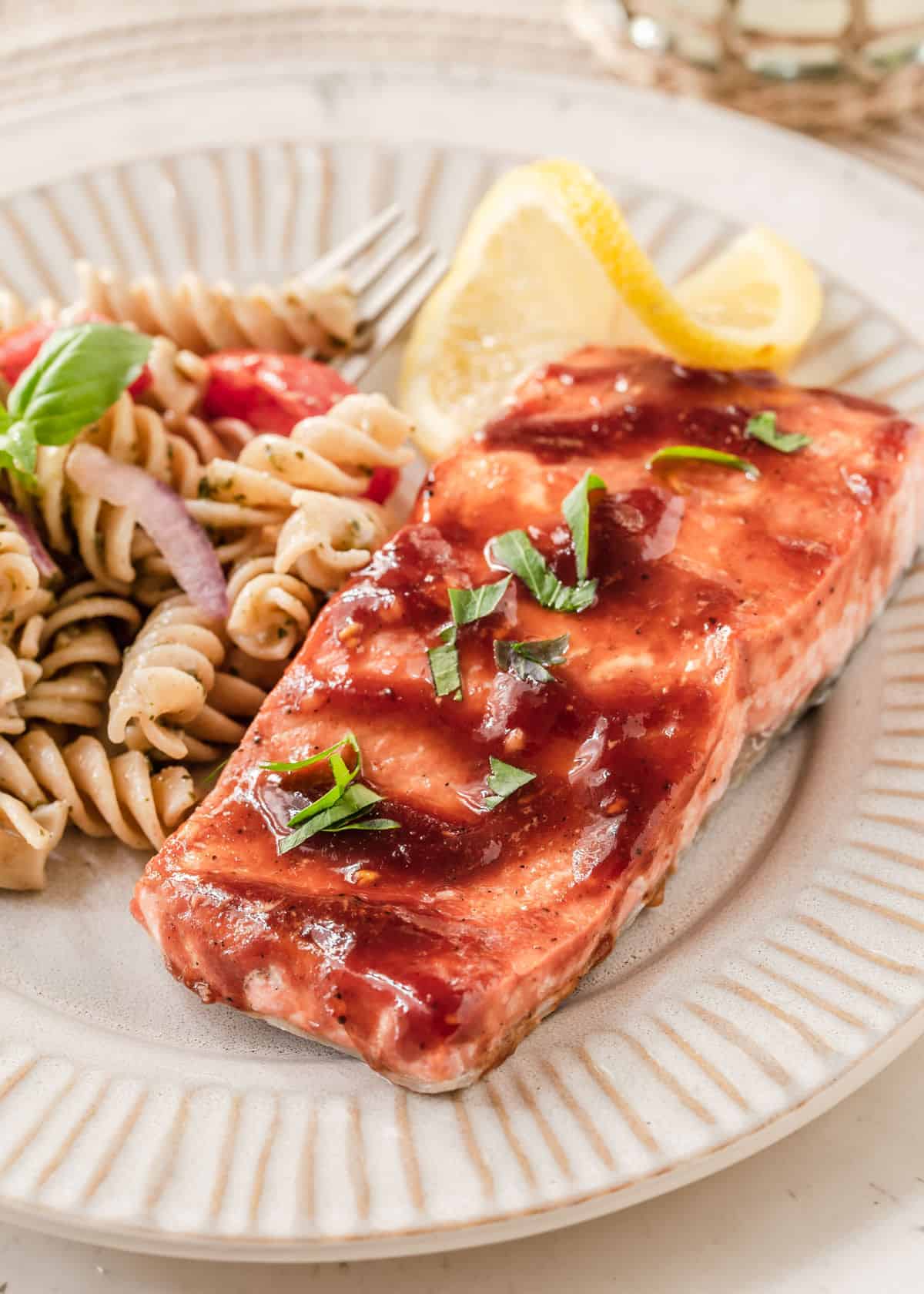 Plank Grilled Salmon (with Easy BBQ Sauce)