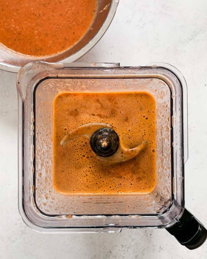 tomato soup pureed smooth in a blender.